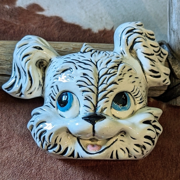 1950's Ceramic Black/White Puppy Dog Planter - Picture 5 of 14